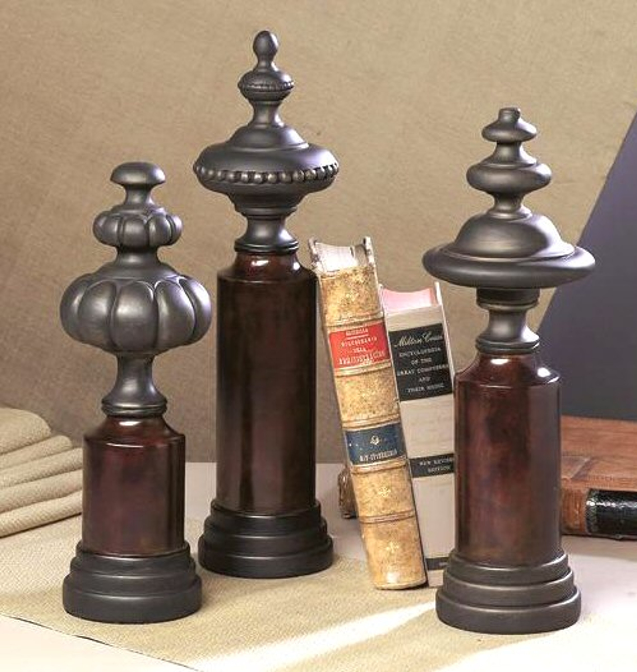 Three Bronze Resin Finials, Set of 3 Dessau Home HC344