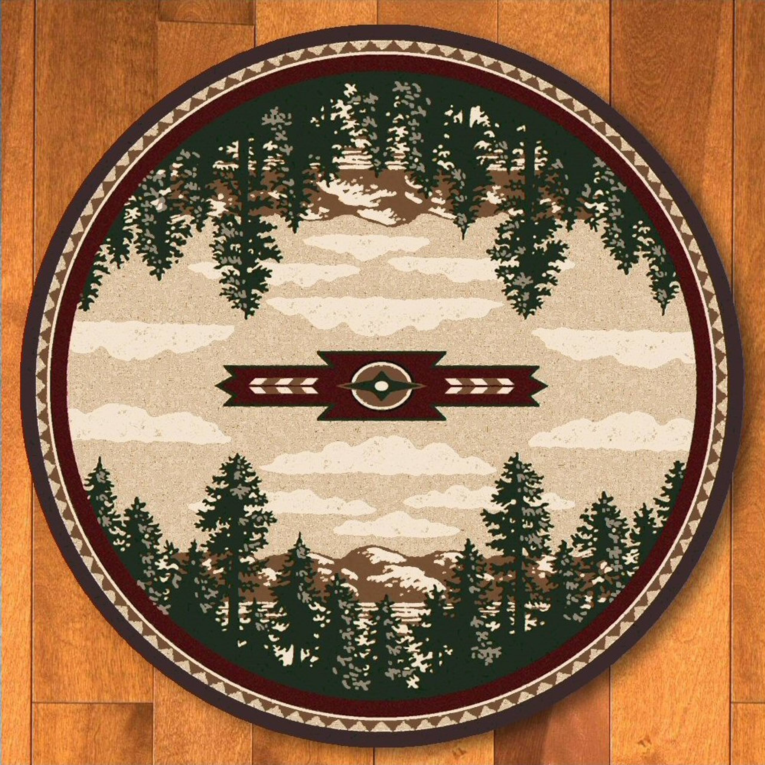 5' x 8' Autumn Point Mountain Scene Nature Rectangle Nylon Area Rug Floor Rug American Dakota