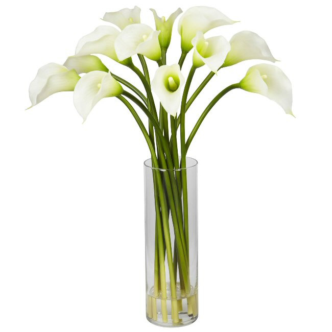 Cream Galla Calla Lily Silk Flower Arrangement with Vase Artificial