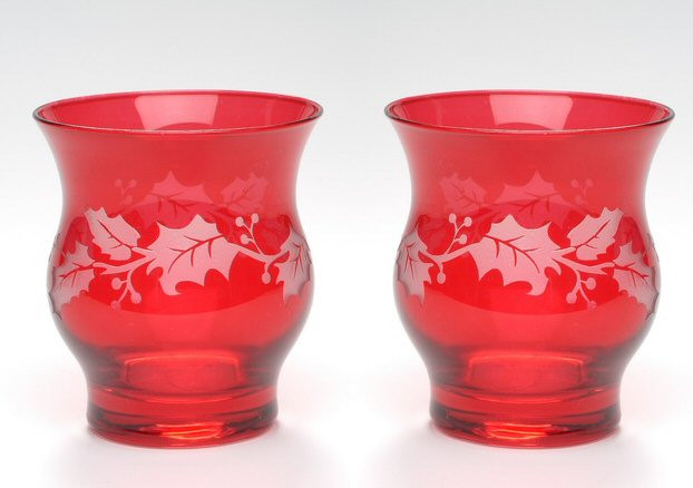 Small Christmas Hurricane Candle Holder, Set of 2 Candle Accessories