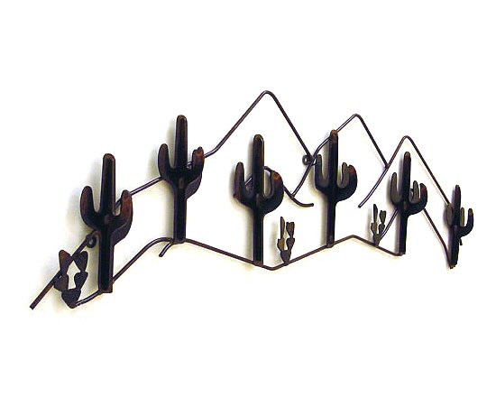 Cacti 6 Hook Metal Coat Rack | Desert Southwest Rustic Decor
