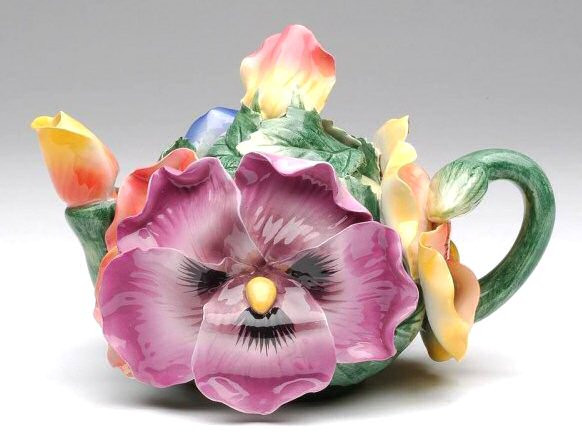 Dahlia Flower Porcelain Teapot Tableware Cosmos