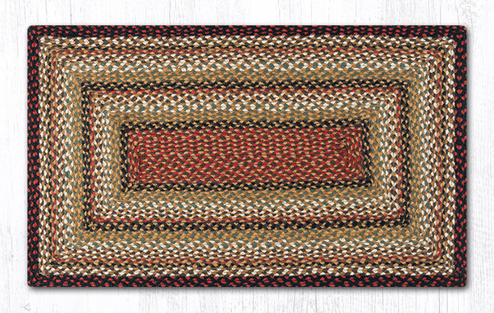 27" x 45" Burgundy Mustard Braided Jute Rectangle Rug Floor Rug