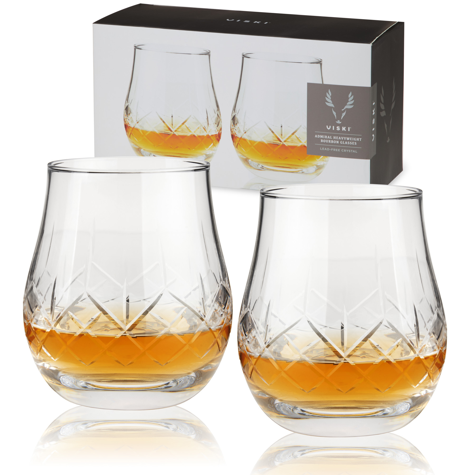 Admiral Heavyweight Bourbon Glasses by Viski, Set of 2 Drinkware