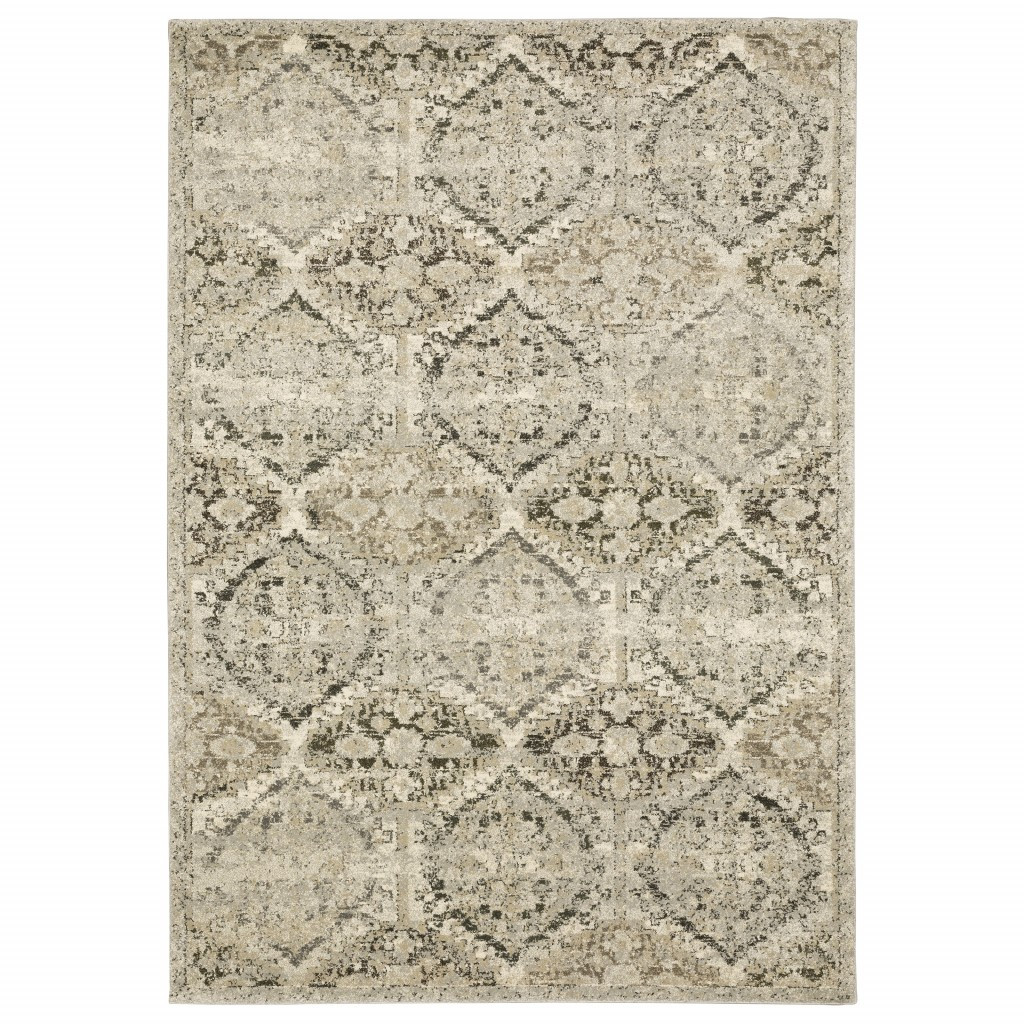 5' x 8' Gray Floral Area Rug