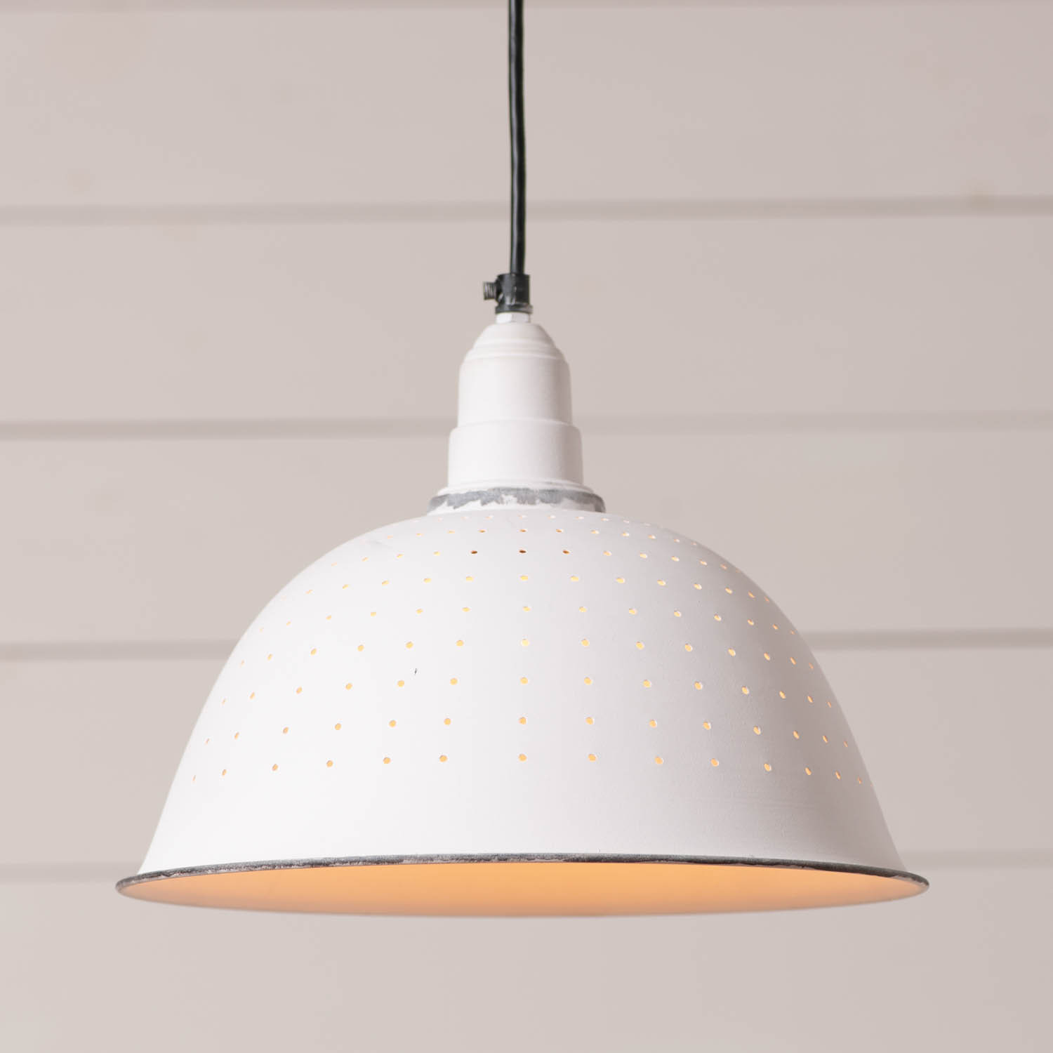 Colander Pendant Light in Rustic White - Rustic Lighting