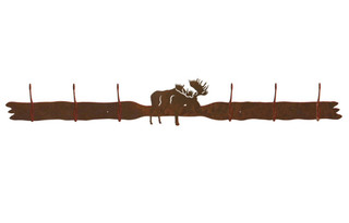 Moose Family Six Hook Metal Wall Coat Rack | Rustic Woodland Lodge Decor