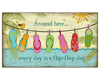 Customizable Hanging Flip Flops on Beach Vintage Style Wooden Sign ...