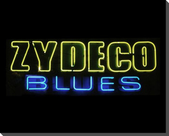 Zydeco Blues Neon Sign Wrapped Canvas Giclee Print Wall Art