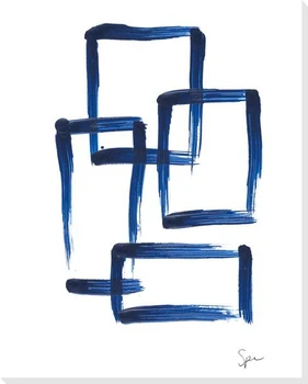Indigo Squares VI Wrapped Canvas Giclee Art Print Wall Art