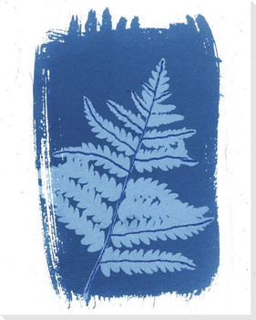 Blue Leaf Wrapped Canvas Giclee Art Print Wall Art