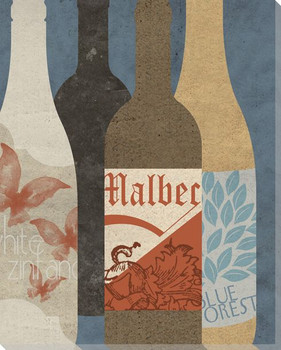 Wine Bottles 2 Wrapped Canvas Giclee Print Wall Art