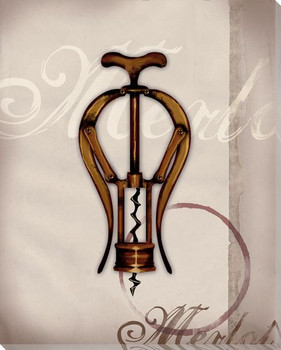 Merlot Corkscrew Wrapped Canvas Giclee Print Wall Art