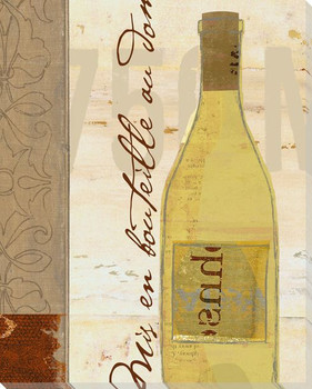 White Wine Bottle Wrapped Canvas Giclee Print Wall Art