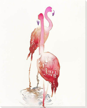 Flamingo Bird Pair Wrapped Canvas Giclee Print Wall Art