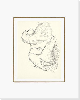 Sketch of Two Birds Wrapped Canvas Giclee Print Wall Art