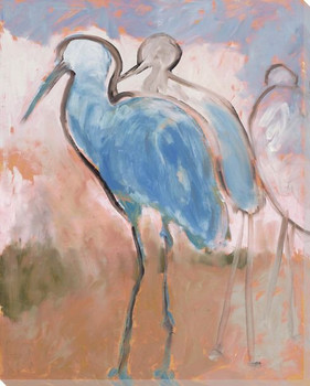 Two Blue Crane Birds Wrapped Canvas Giclee Print Wall Art
