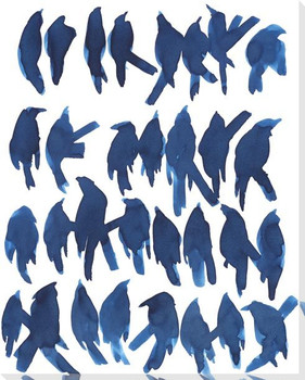Indigo Specimens Birds Wrapped Canvas Giclee Art Print Wall Art