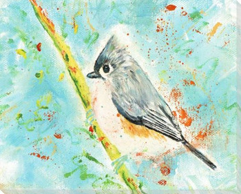 Bird Sitting on a Branch Wrapped Canvas Giclee Art Print Wall Art