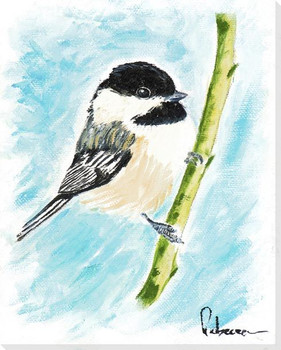 Bird Perching on a Branch Wrapped Canvas Giclee Art Print Wall Art