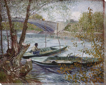 Fishing in Spring Wrapped Canvas Giclee Print Wall Art