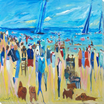 Dogs On the Beach Wrapped Canvas Giclee Print Wall Art