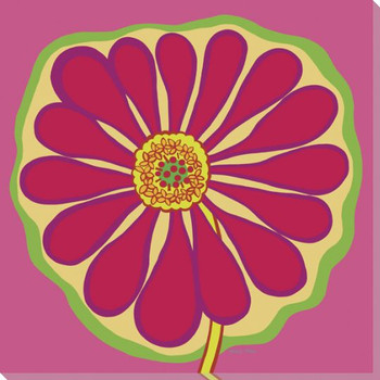 Flower Pink Zinnia Wrapped Canvas Giclee Print Wall Art