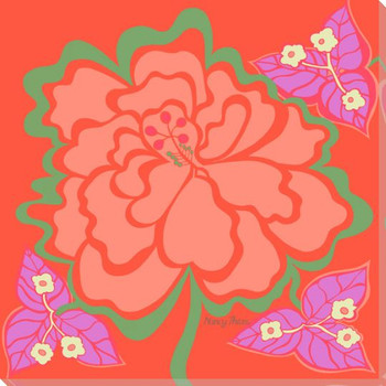 Flower Double Hibiscus Wrapped Canvas Giclee Print Wall Art