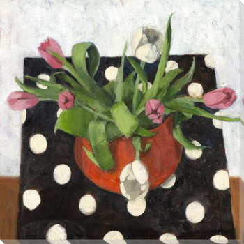 Tulips in a Orange Vase Wrapped Canvas Giclee Print Wall Art
