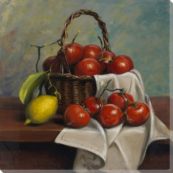Tomatoes in a Basket Wrapped Canvas Giclee Print Wall Art