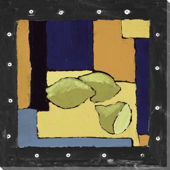 Bright Lemons in Blue I Wrapped Canvas Giclee Print Wall Art