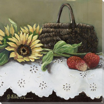 Fruit Basket IV Strawberries and Sunflowers Wrapped Canvas Print