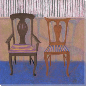 King & Queen of Hearts Two Chairs Wrapped Canvas Giclee Print Wall Art