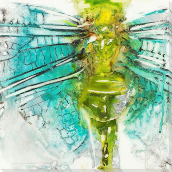 Blue Dragonfly Wrapped Canvas Giclee Print Wall Art