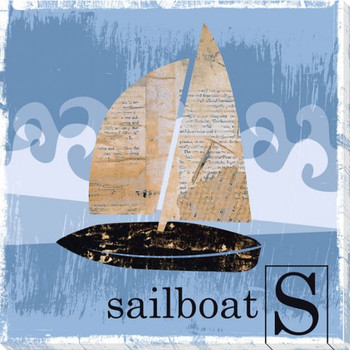 S is for Sailboat Wrapped Canvas Giclee Print Wall Art