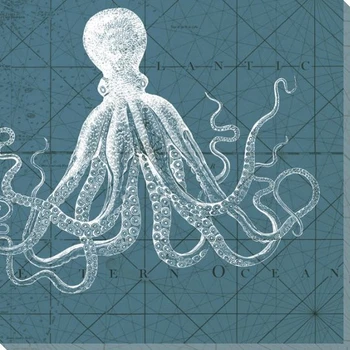 Coastal Menagerie Octopus VII Wrapped Canvas Giclee Print