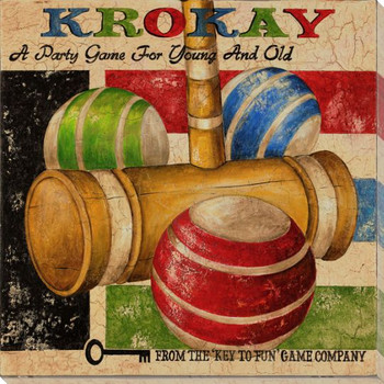 Krokay Croquet Game Wrapped Canvas Giclee Print Wall Art