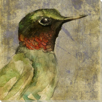 Watercolor Hummingbird Left Wrapped Canvas Giclee Print Wall Art