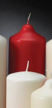 9" Red Unscented Pillar Candles, Set of 6