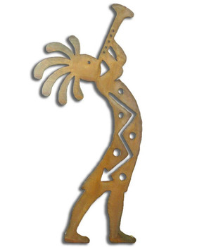 Right Facing Kokopelli Trumpet Player Rust Metal Wall Art