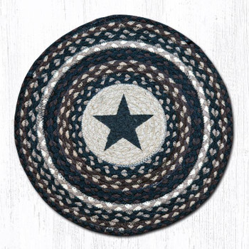 Black Star Braided Jute Chair Pad 15.5in