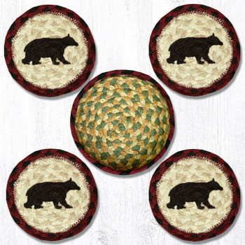 Cabin Bear Braided Jute Coasters and Basket Holder