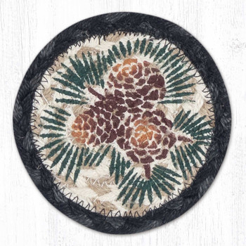 Pinecones Braided Jute Coaster