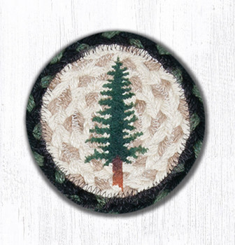 Tall Timber Trees Braided Jute Coaster by Jan Harless