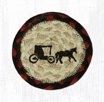 Amish Buggy Braided Jute Coaster