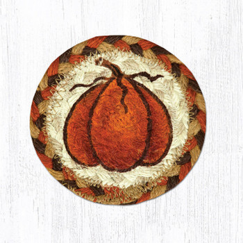 Harvest Pumpkin Braided Jute Coaster