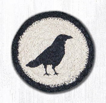 Crow Bird Braided Jute Coaster