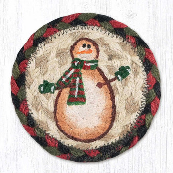 Snowman Braided Jute Coaster