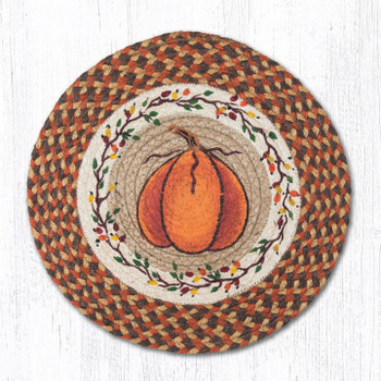 Harvest Pumpkin Braided Jute Round Placemat by Susan Burd