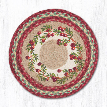 Cranberries Braided Jute Round Placemat by Harry W Smith
